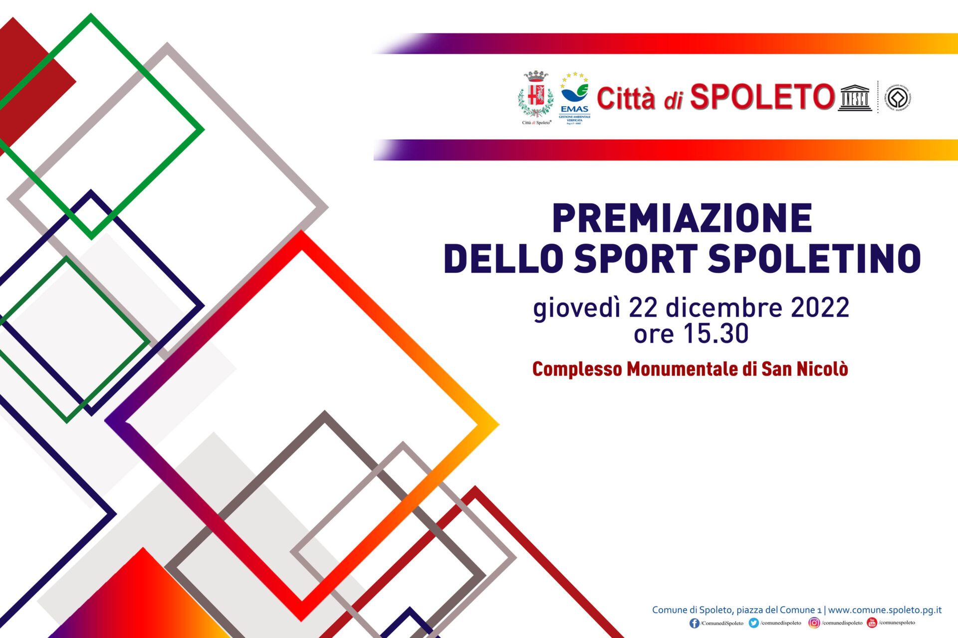 Il Comune di Spoleto assegna i premi agli sportivi più meritevoli del